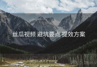 丝瓜视频 避坑要点 提效方案